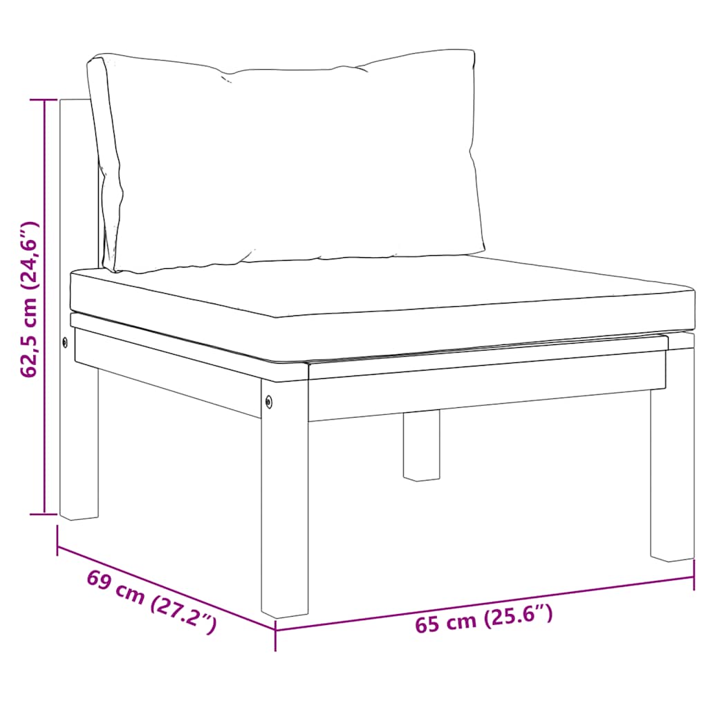 2 pcs conjunto sofás de jardim c/ almofadões branco nata acácia