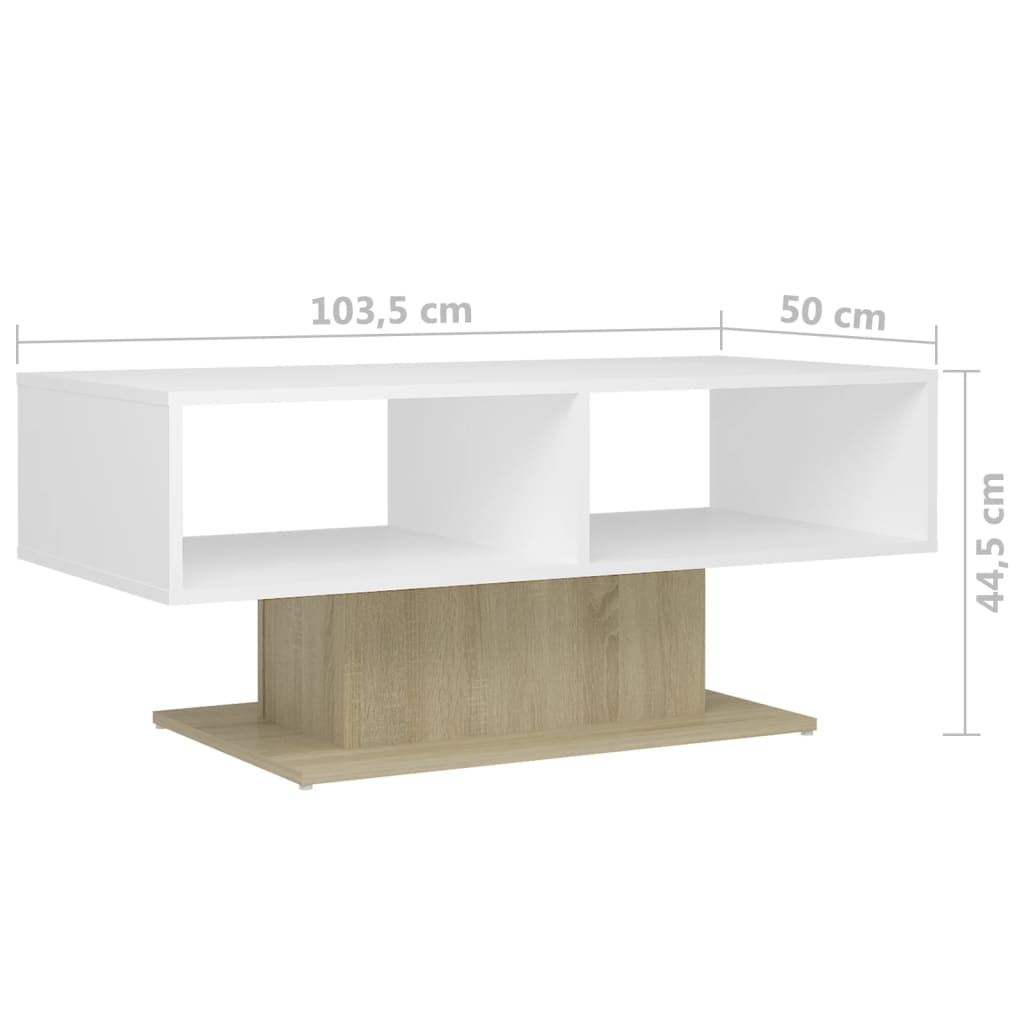 Mesa de centro 103,5x50x44,5 cm derivados de madeira branco