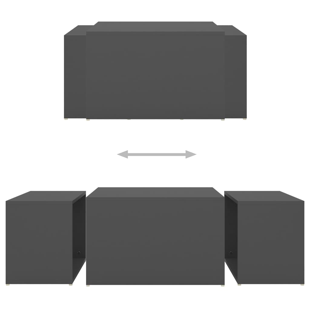 3pcs conjunto mesas centro 60x60x38cm madeira processada branco