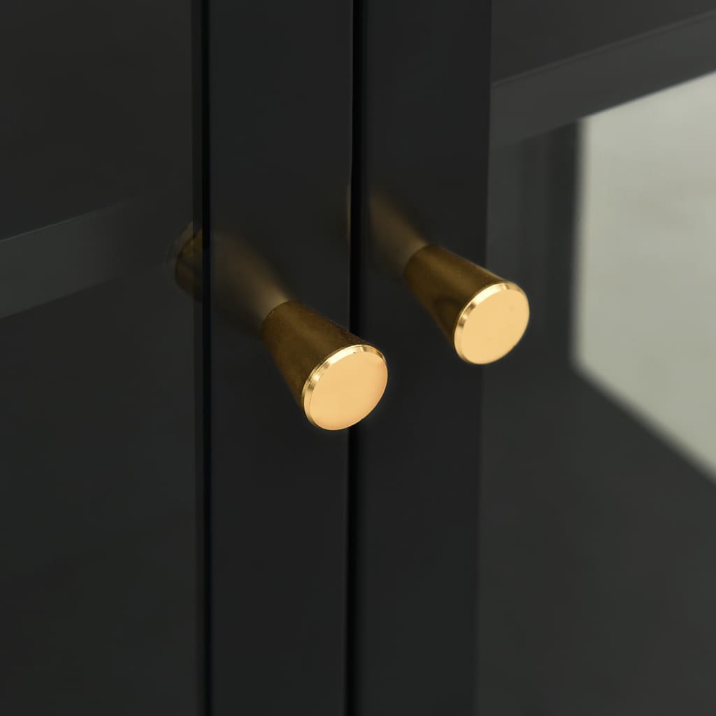 Aparador 75x35x105 cm vidro e aço preto