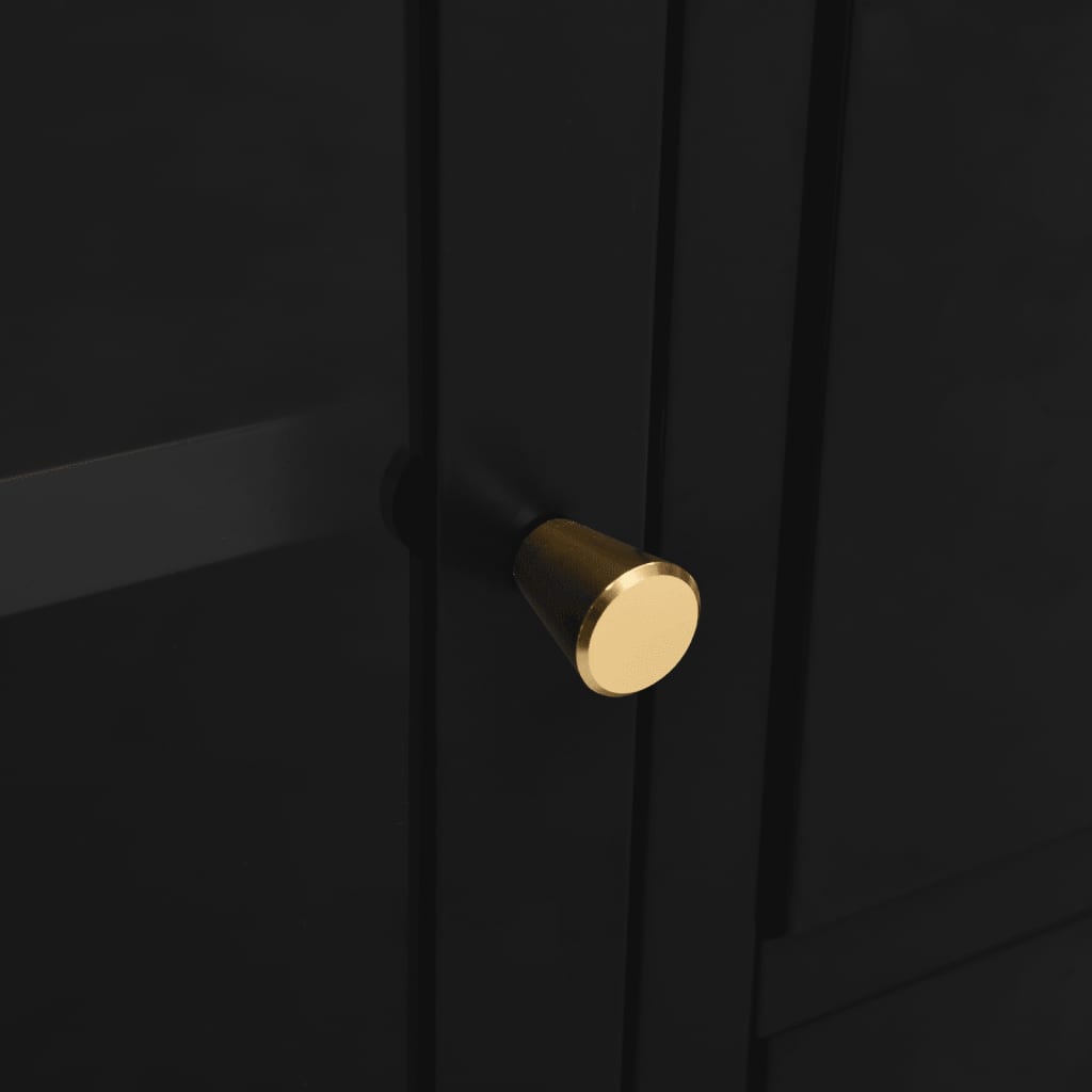 Aparador 105x35x70 cm vidro temperado e aço preto