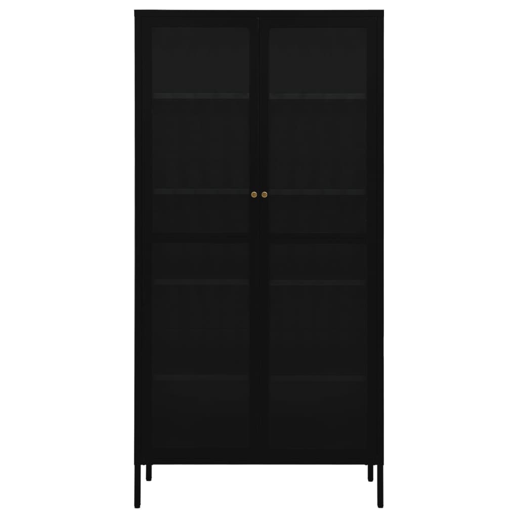 Vitrine 90x40x180 cm vidro temperado e aço preto
