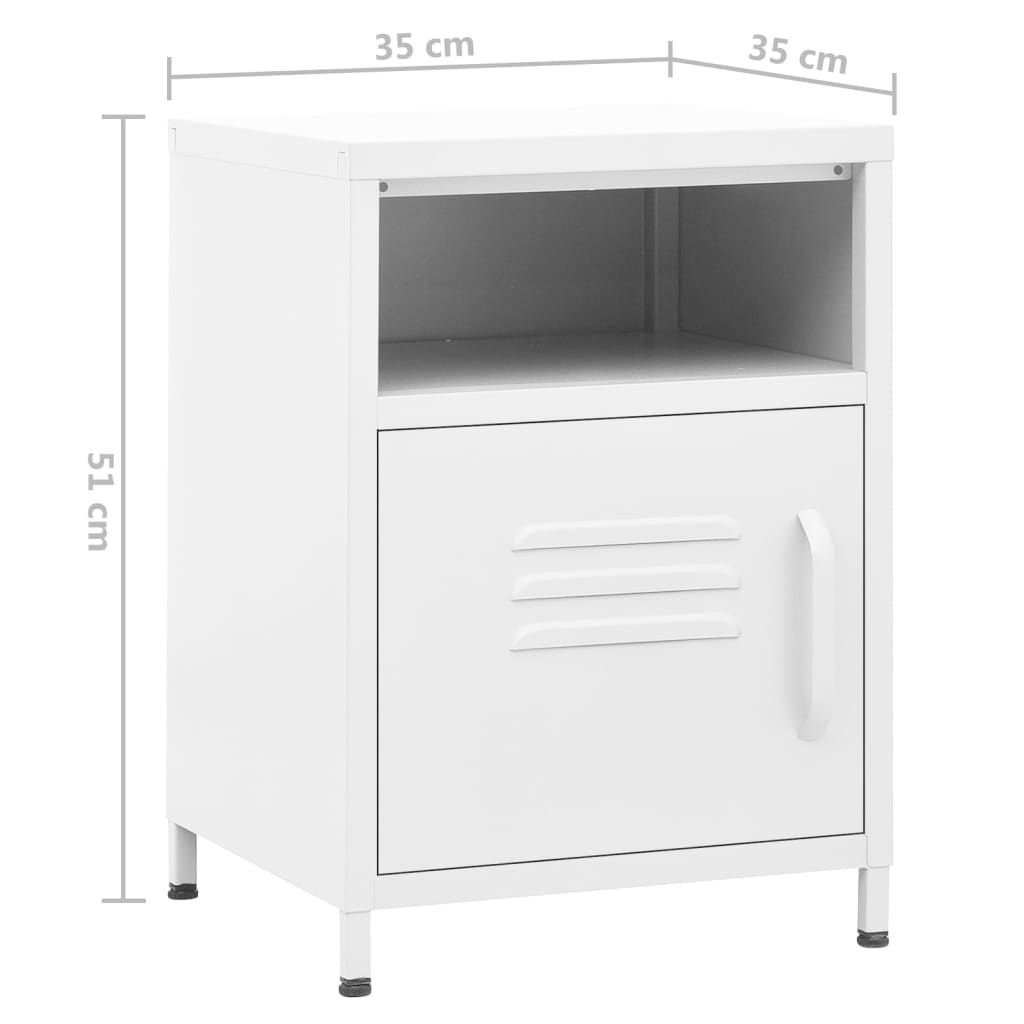 Mesa de cabeceira 35x35x51 cm aço branco