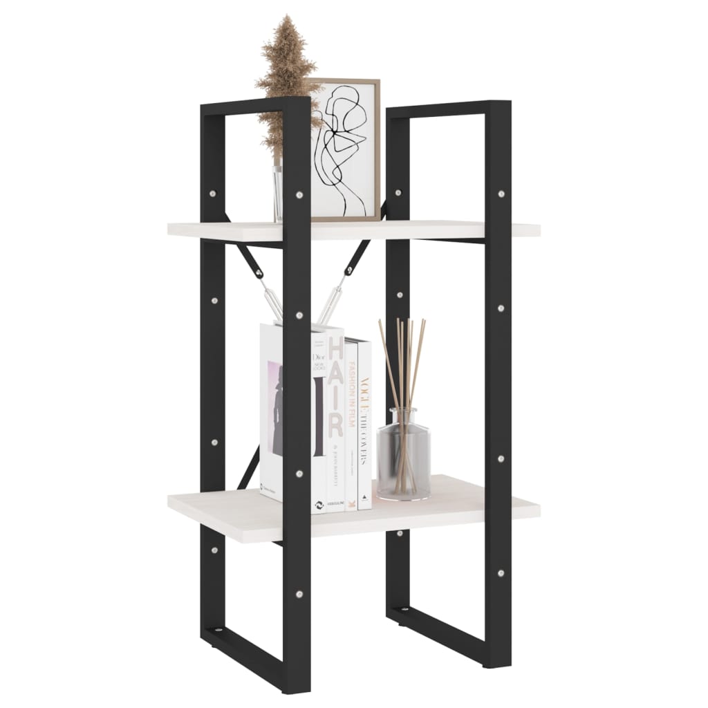 Estante com 2 prateleiras 80x30x70 cm pinho maciço branco