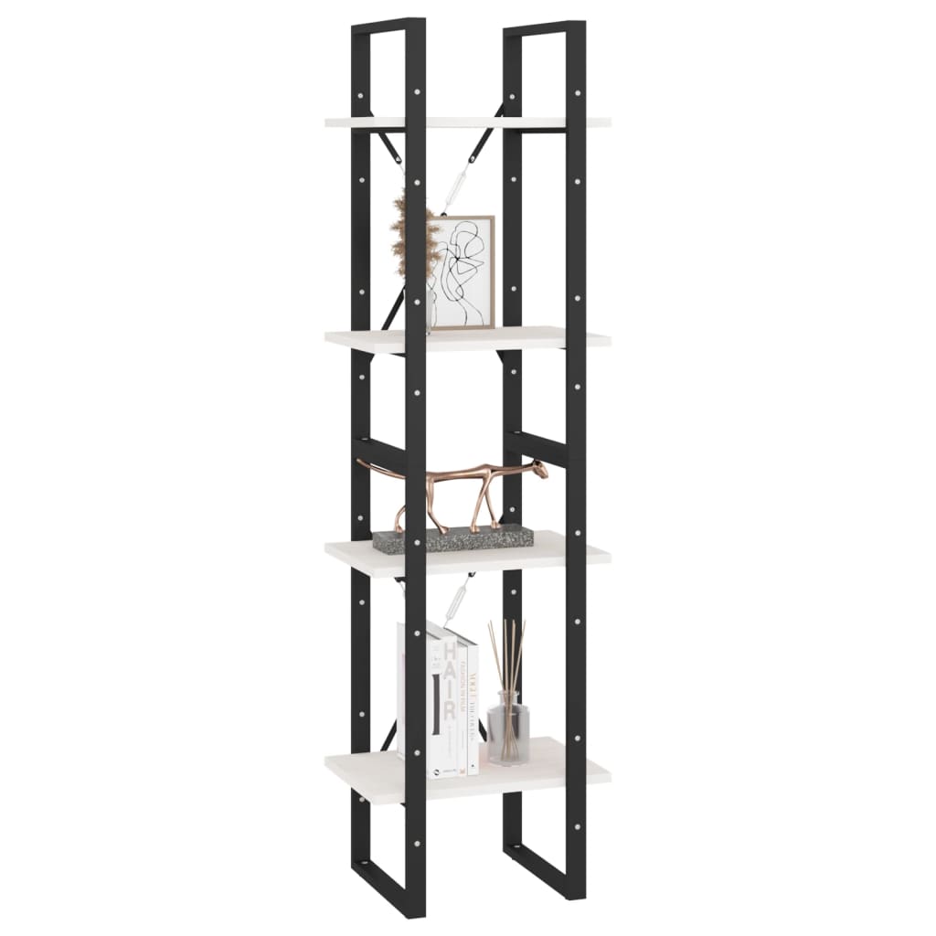 Estante com 4 prateleiras 100x30x140 cm pinho maciço branco
