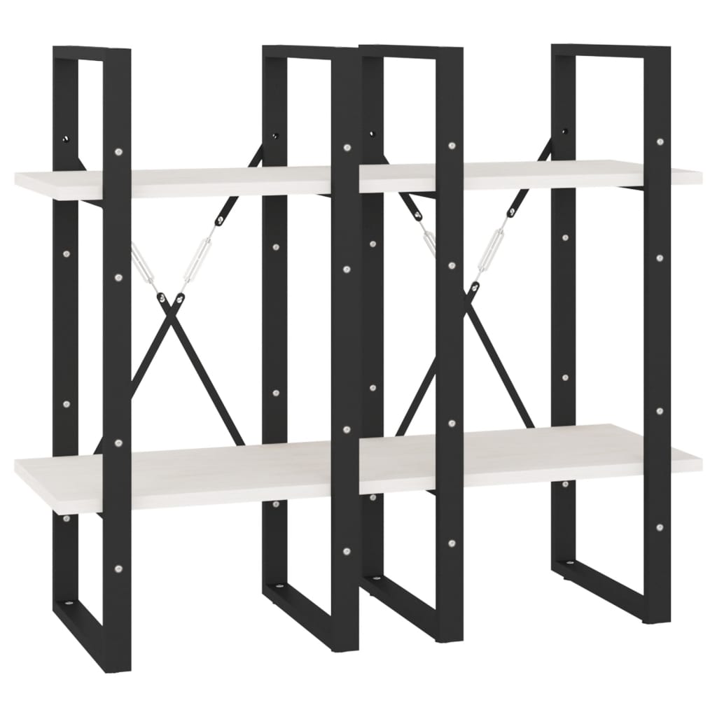 Estante com 4 prateleiras 100x30x140 cm pinho maciço branco