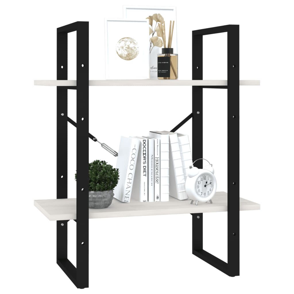 Estante com 2 prateleiras 80x30x70 cm pinho maciço branco