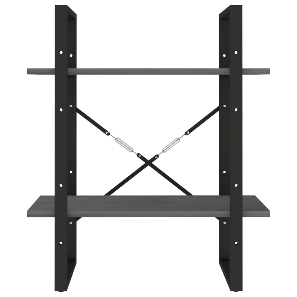 Estante com 2 prateleiras 60x30x70 cm pinho maciço cinzento