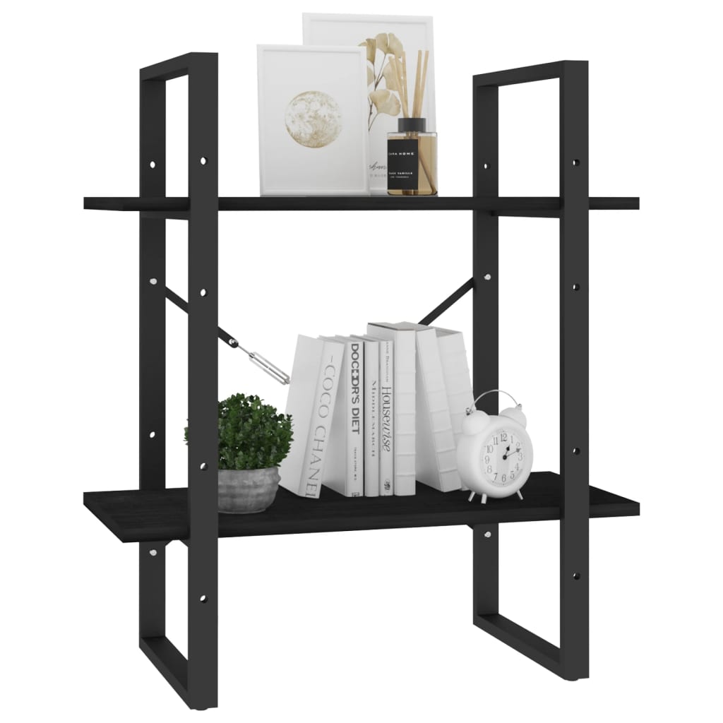 Estante com 2 prateleiras 60x30x70 cm pinho maciço cinzento