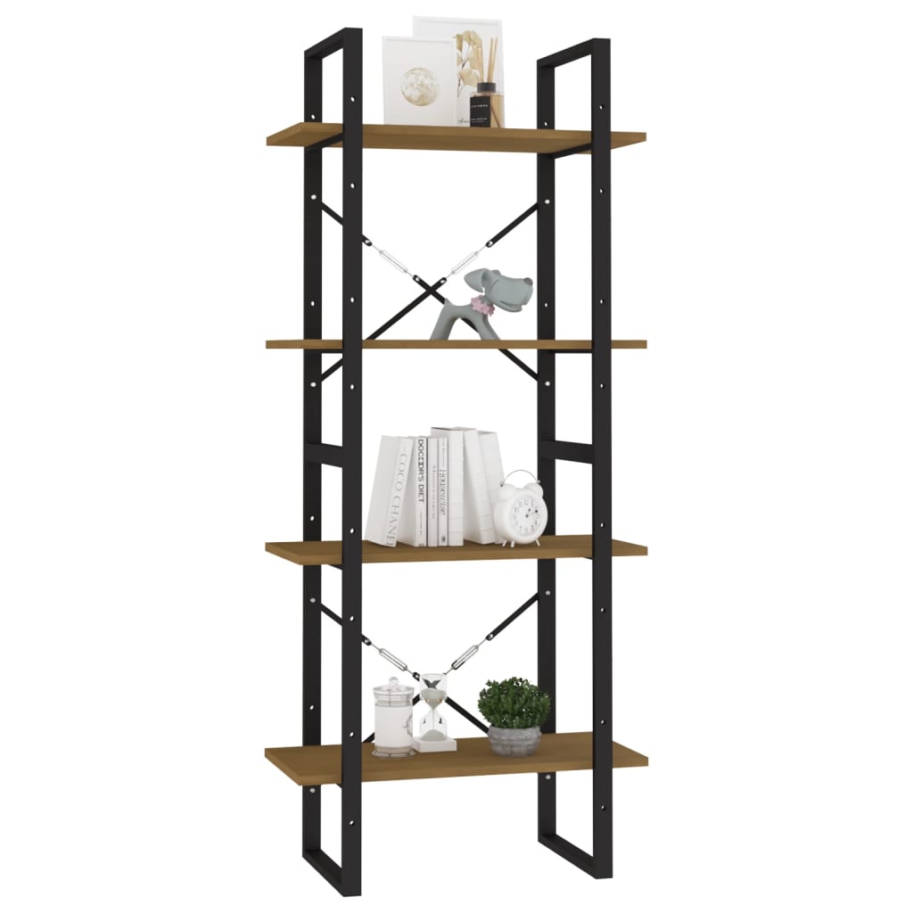 Estante com 4 prateleiras 60x30x140 cm pinho maciço castanho