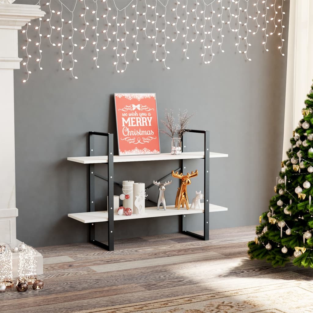 Estante com 2 prateleiras 80x30x70 cm pinho maciço branco