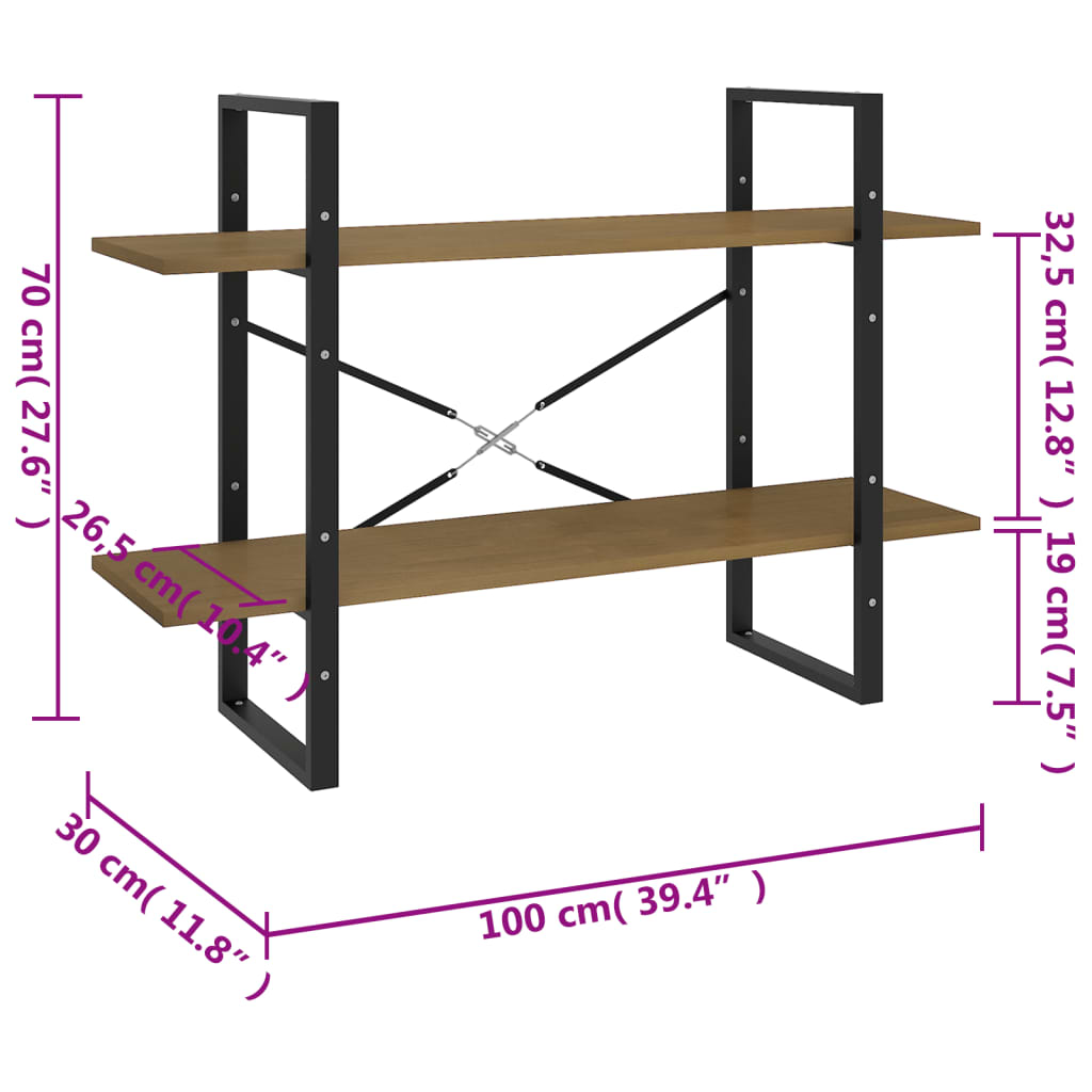 Estante com 2 prateleiras 80x30x70 cm pinho maciço branco