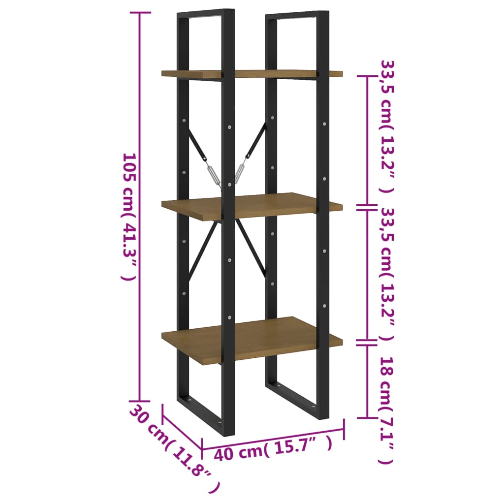 Estante c/ 3 prateleiras 40x30x105 cm pinho maciço branco