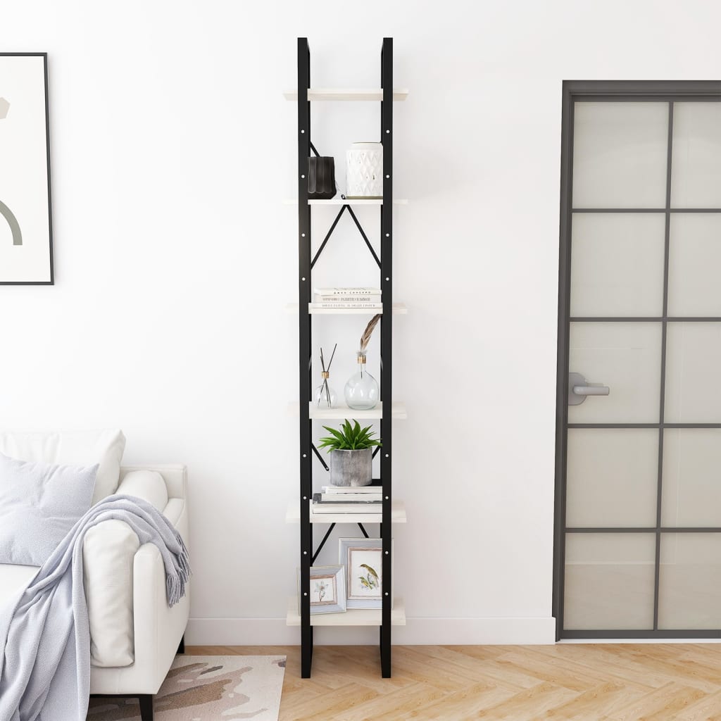 Estante alta 100x30x210 cm madeira de pinho maciça branco