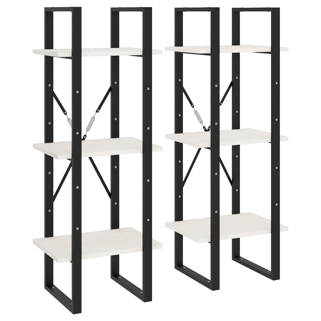 Estante alta 100x30x210 cm madeira de pinho maciça branco