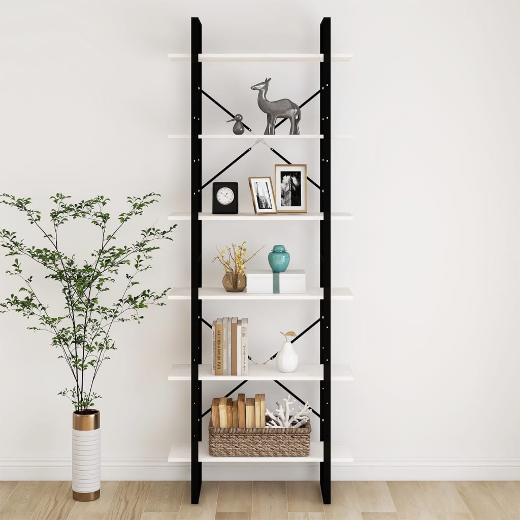 Estante alta 100x30x210 cm madeira de pinho maciça branco