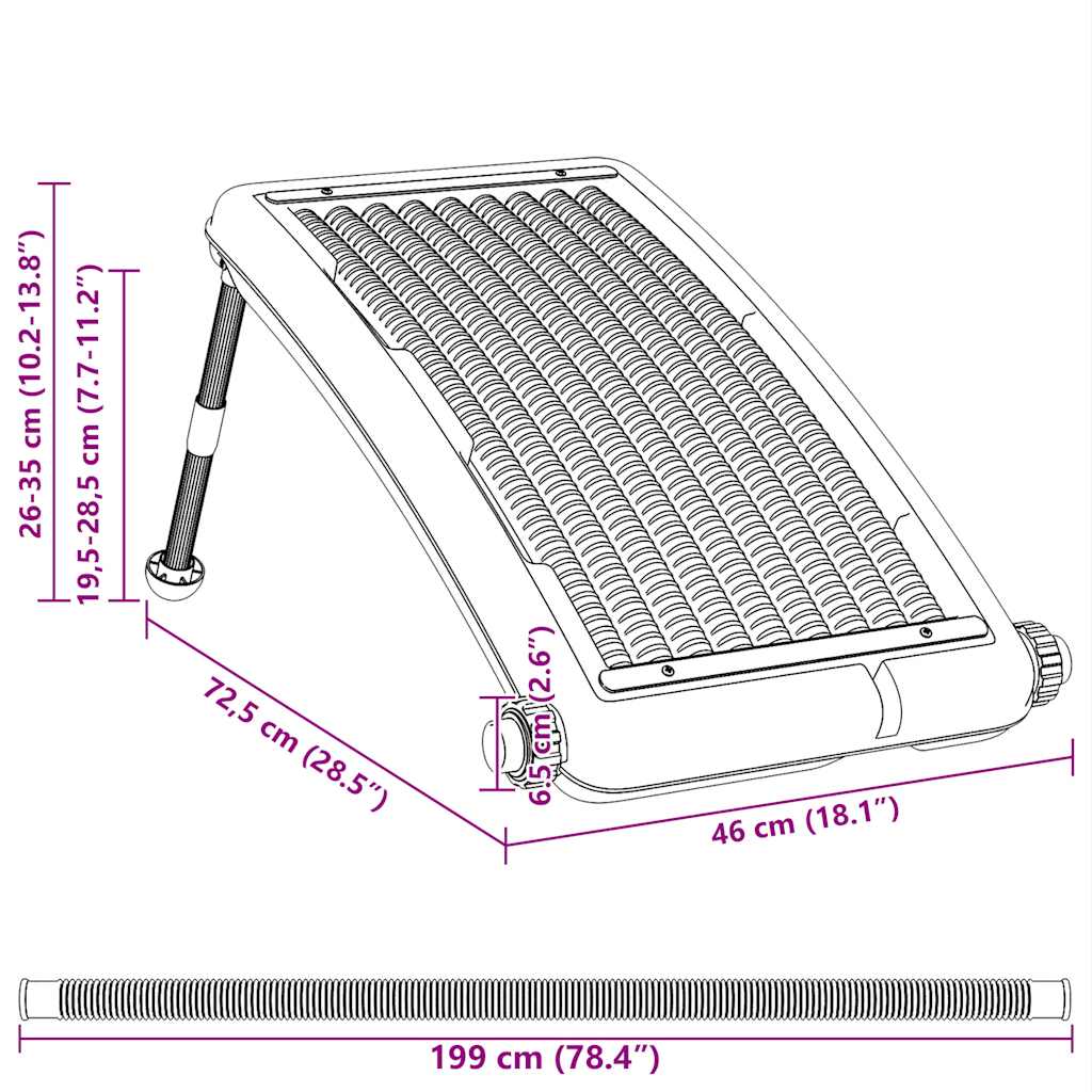 Painel de aquecimento solar curvo para piscina 72,5x46 cm