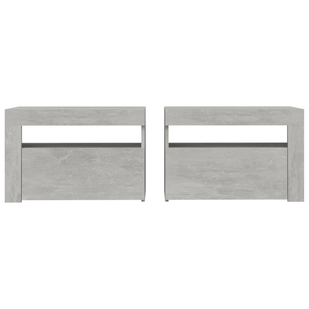 Mesas cabeceira c/ luzes LED 2 pcs 60x35x40 cm branco