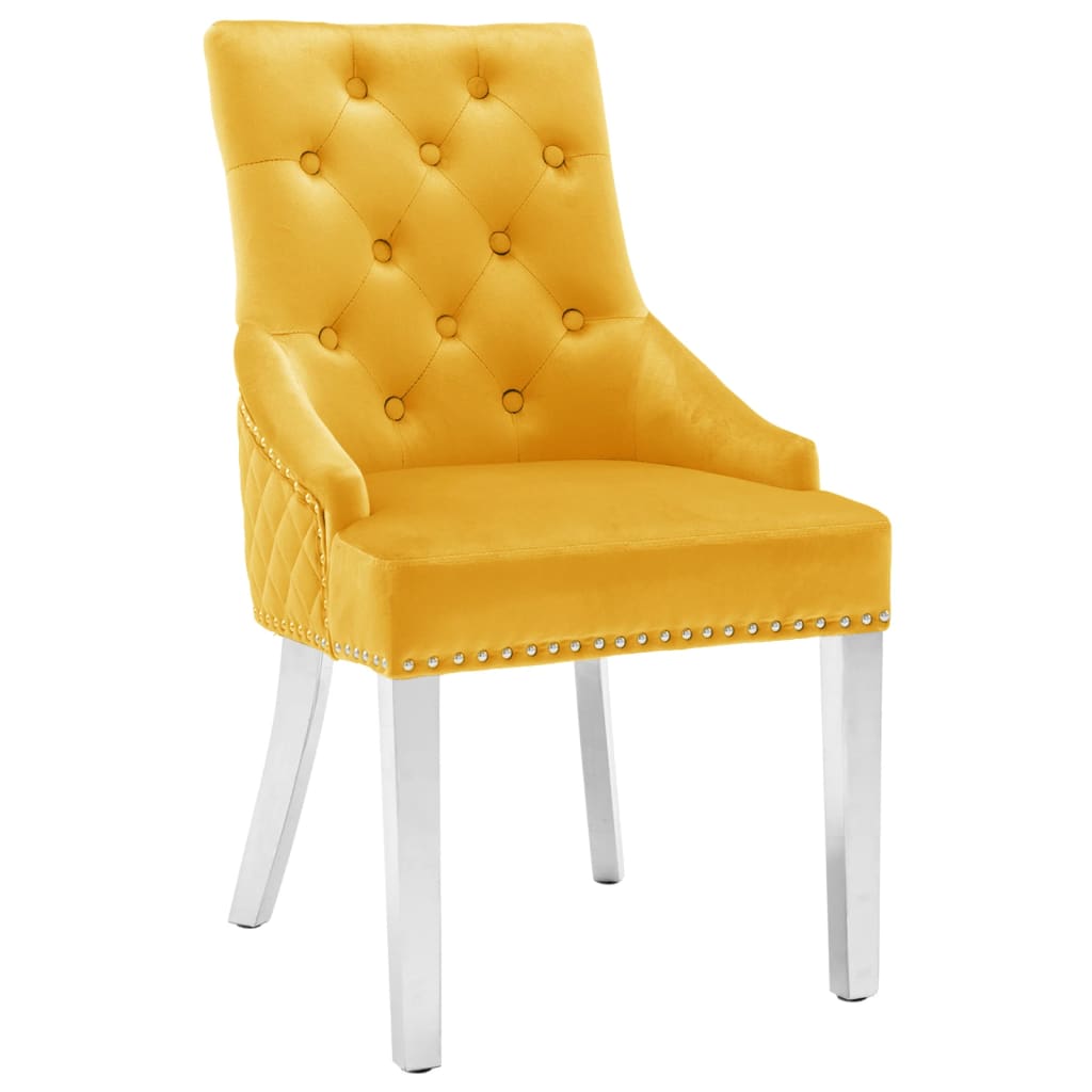 Cadeiras de jantar 2 pcs veludo amarelo