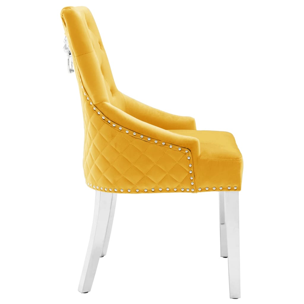 Cadeiras de jantar 2 pcs veludo amarelo