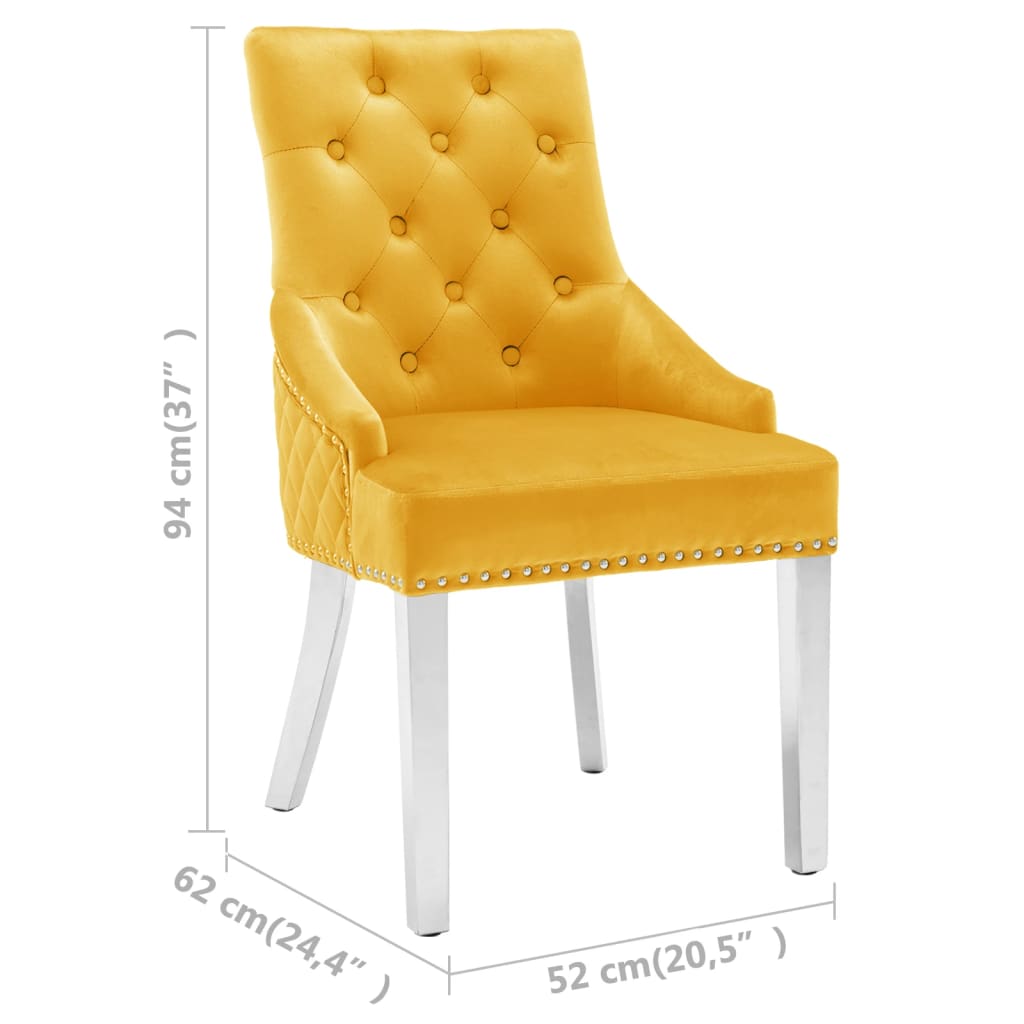 Cadeiras de jantar 2 pcs veludo amarelo