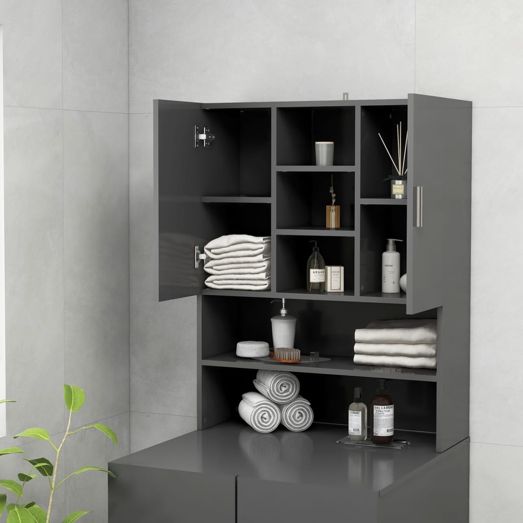 Armário máquina de lavar 70,5x25,5x90 cm branco brilhante