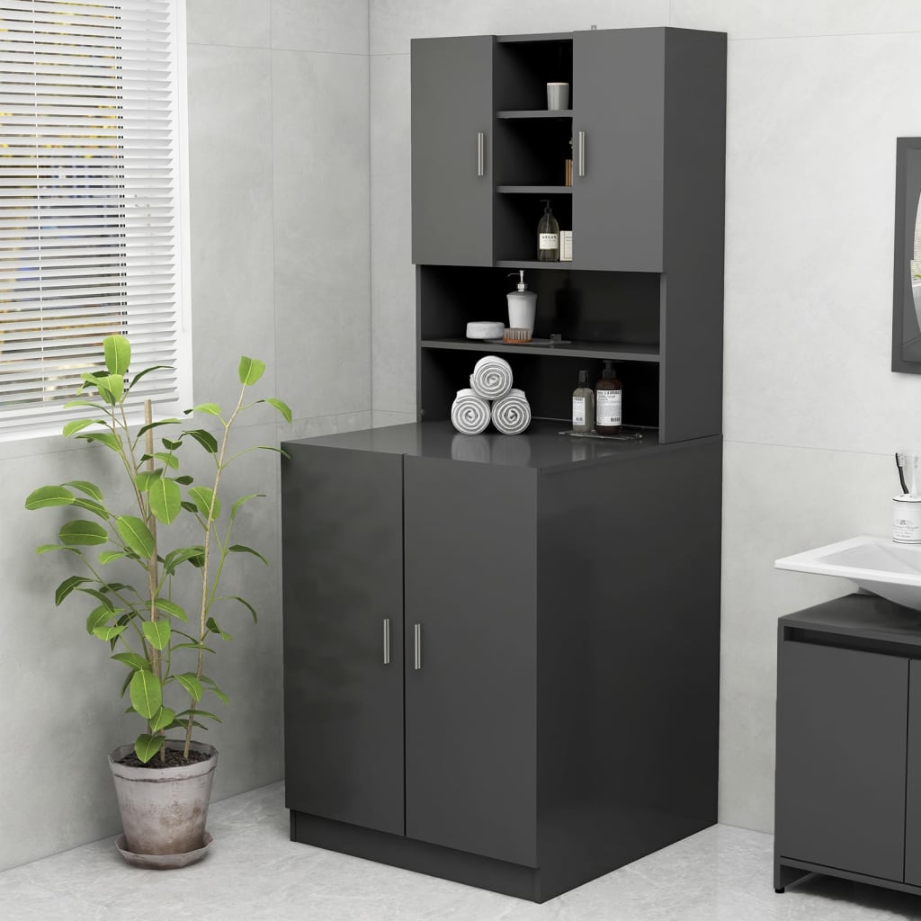 Armário máquina de lavar 70,5x25,5x90 cm branco brilhante