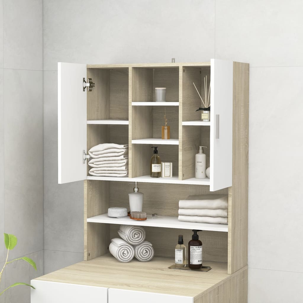 Armário máquina de lavar 70,5x25,5x90 cm branco brilhante