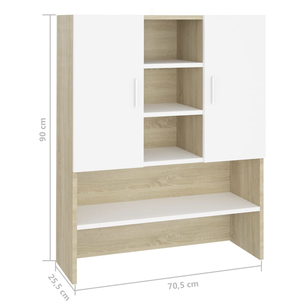 Armário máquina de lavar 70,5x25,5x90 cm branco brilhante