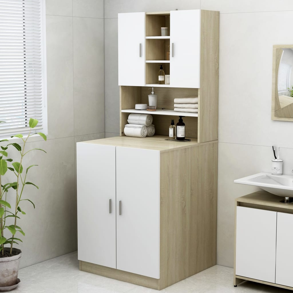 Armário máquina de lavar 70,5x25,5x90 cm branco brilhante