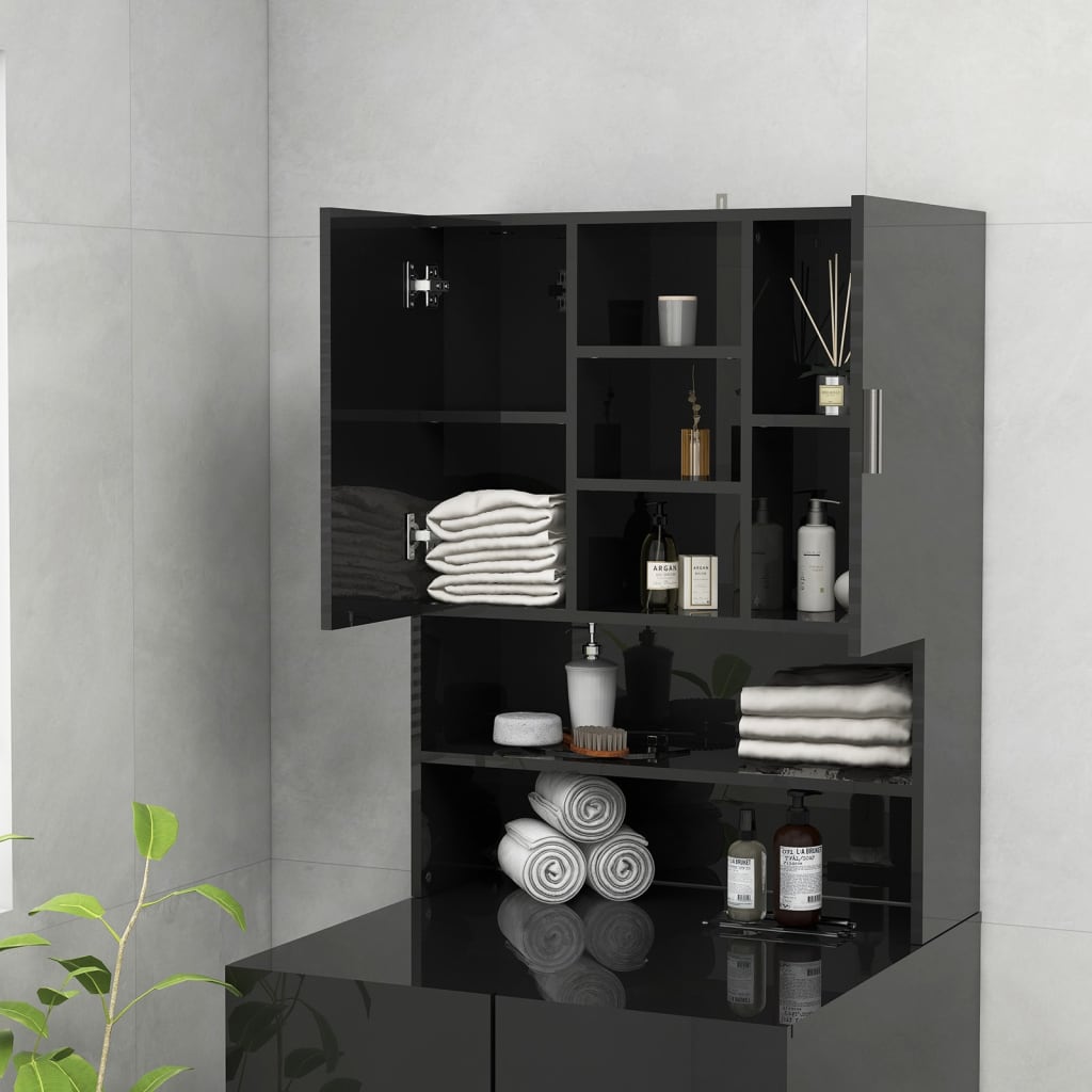 Armário máquina de lavar 70,5x25,5x90 cm branco brilhante