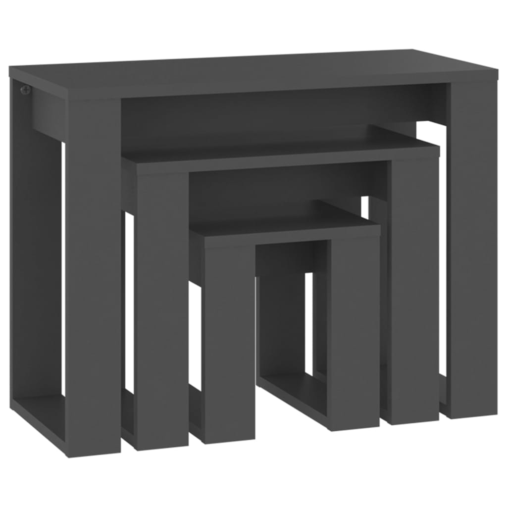 Mesas de encastrar 3 pcs madeira processada branco brilhante