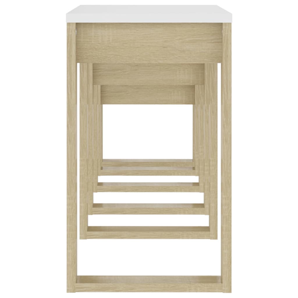 Mesas de encastrar 3 pcs madeira processada branco brilhante