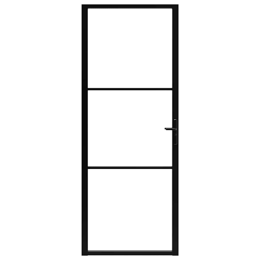 Porta de interior em vidro ESG e alumínio 102,5x201,5 cm preto