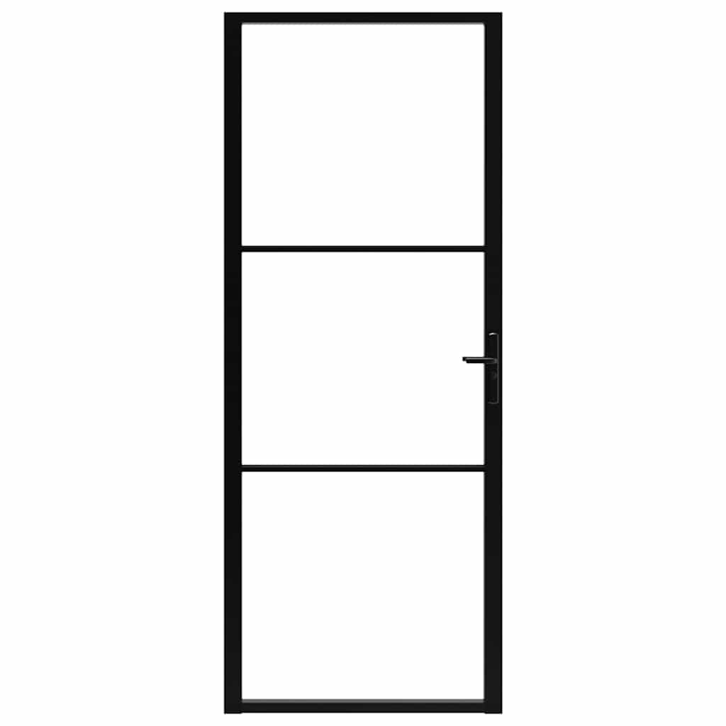 Porta de interior em vidro ESG e alumínio 102,5x201,5 cm preto