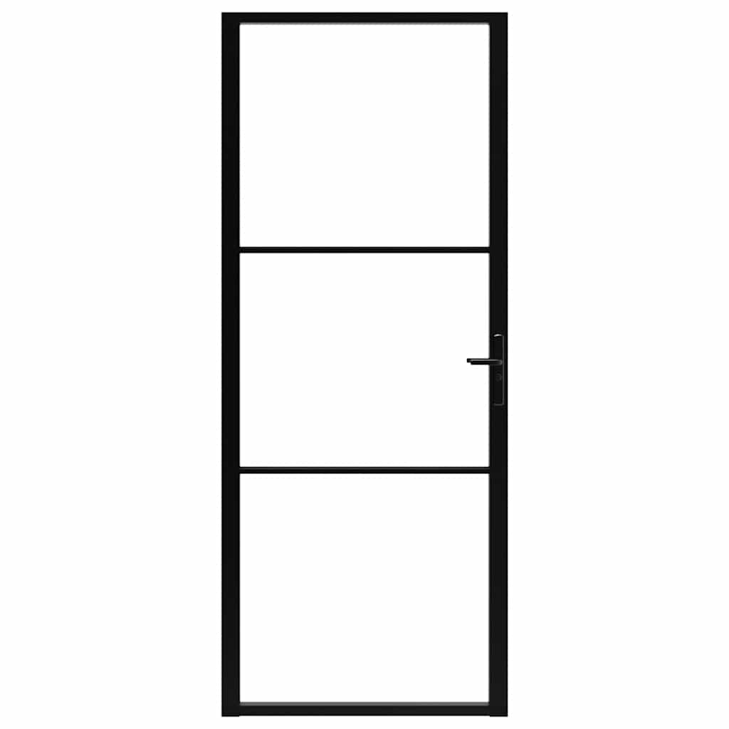 Porta de interior em vidro ESG e alumínio 102,5x201,5 cm preto