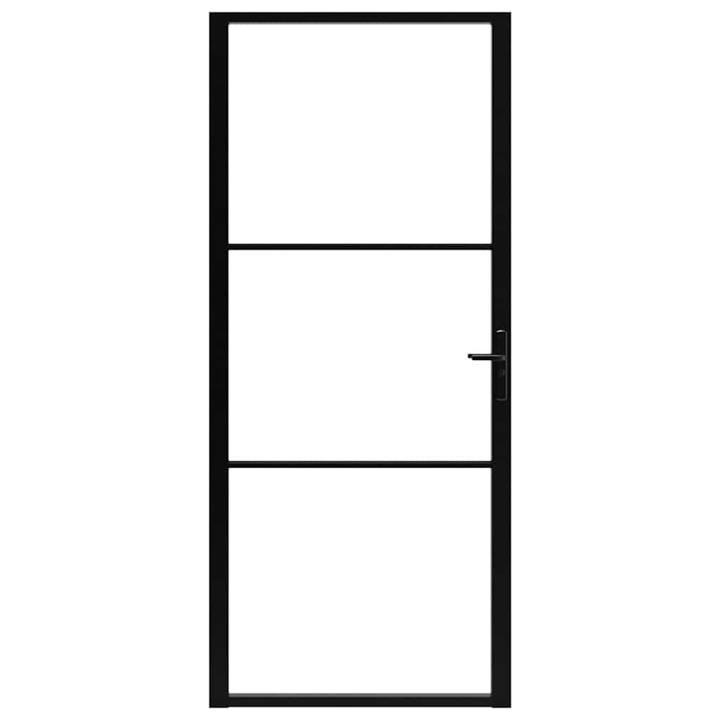 Porta de interior em vidro ESG e alumínio 102,5x201,5 cm preto