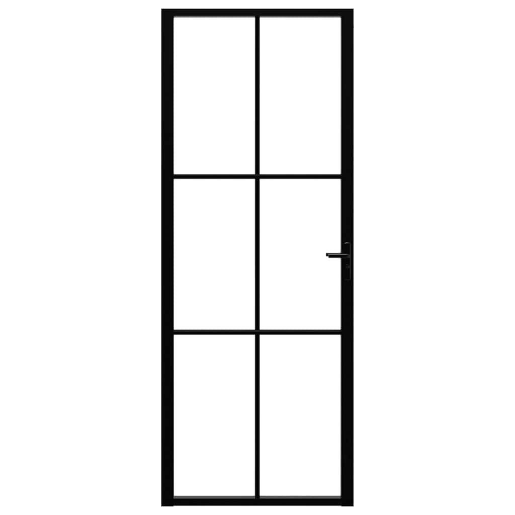 Porta de interior em vidro ESG e alumínio 102,5x201,5 cm preto