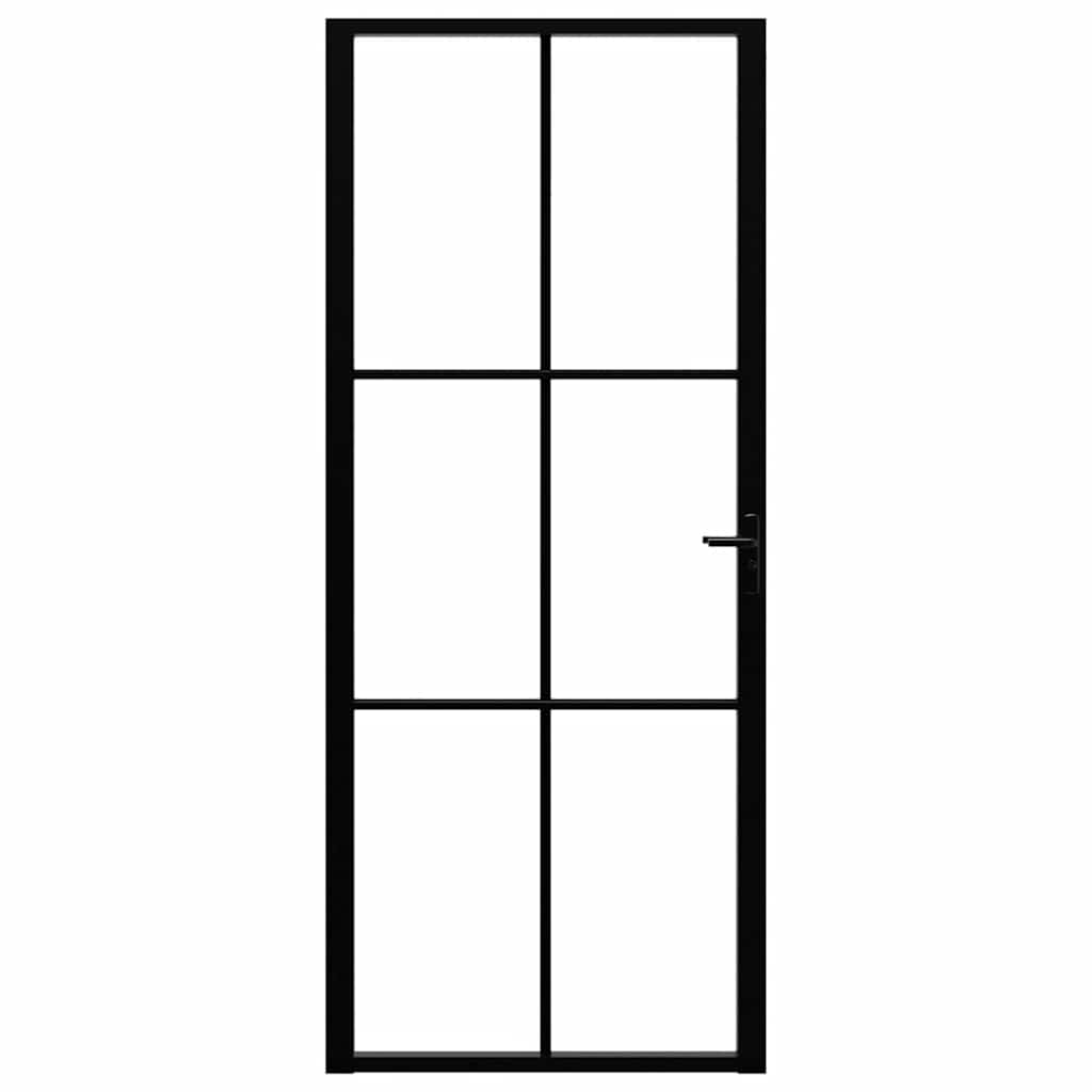 Porta de interior em vidro ESG e alumínio 102,5x201,5 cm preto