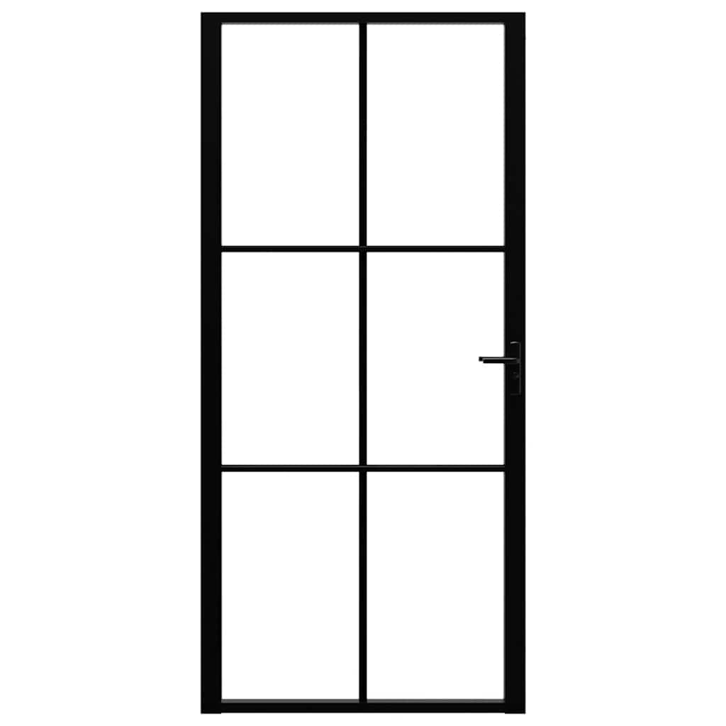 Porta de interior em vidro ESG e alumínio 102,5x201,5 cm preto