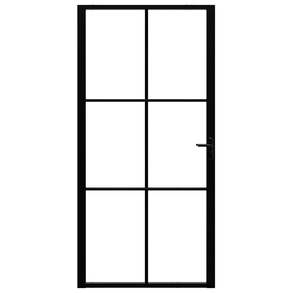 Porta de interior em vidro ESG e alumínio 102,5x201,5 cm preto