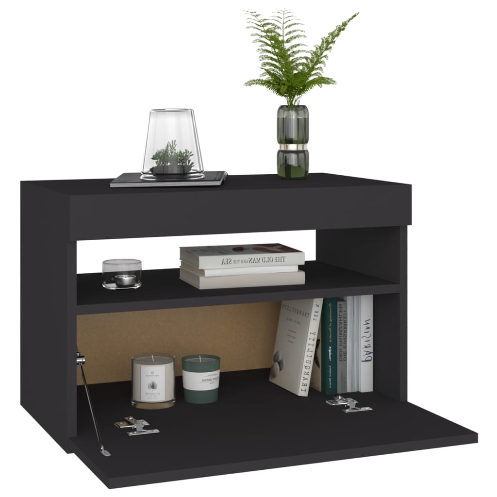 Mesa de cabeceira & LED 2 pcs 60x35x40 cm deriv. madeira branco