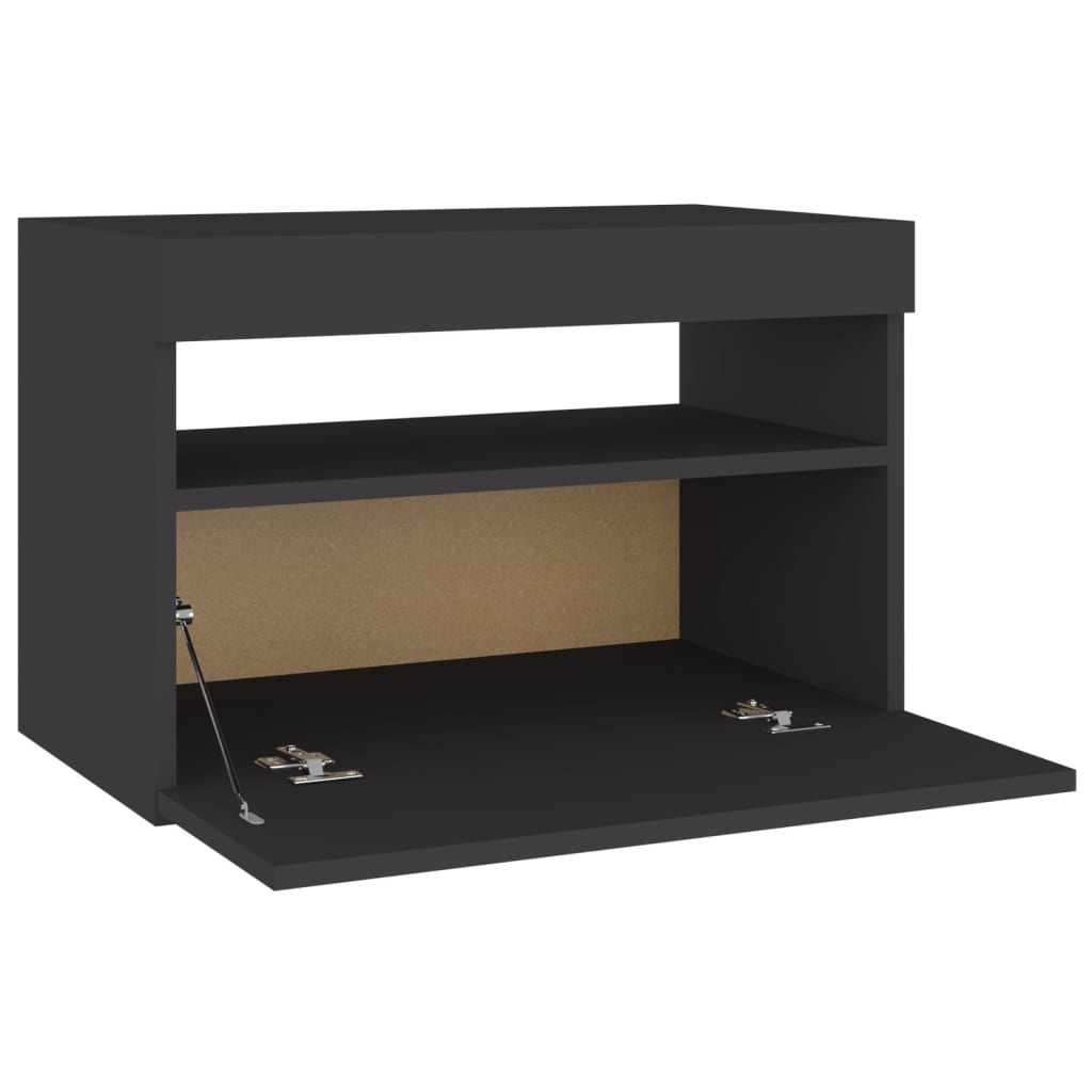 Mesa de cabeceira & LED 2 pcs 60x35x40 cm deriv. madeira branco