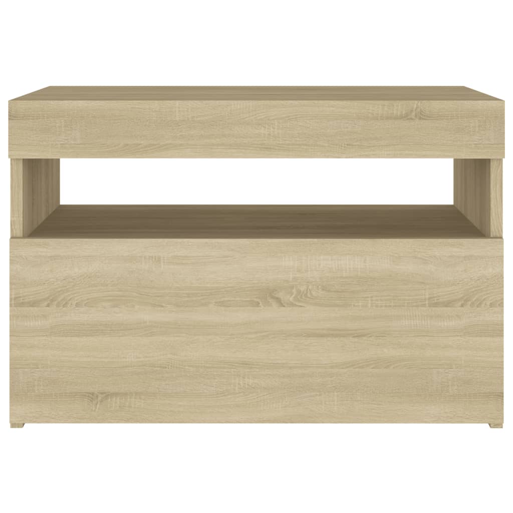 Mesa de cabeceira & LED 2 pcs 60x35x40 cm deriv. madeira branco
