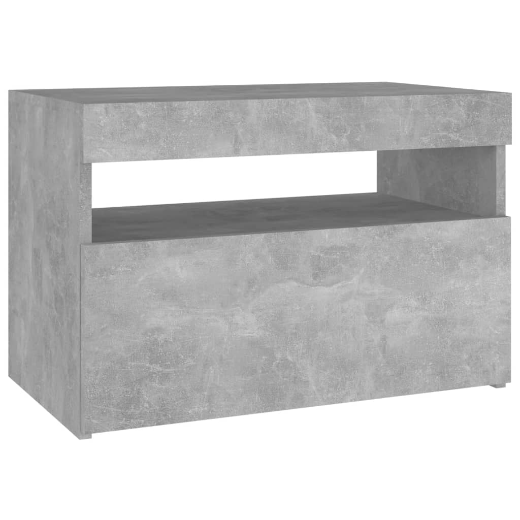 Mesa de cabeceira & luzes LED 60x35x40 cm deriv. madeira branco