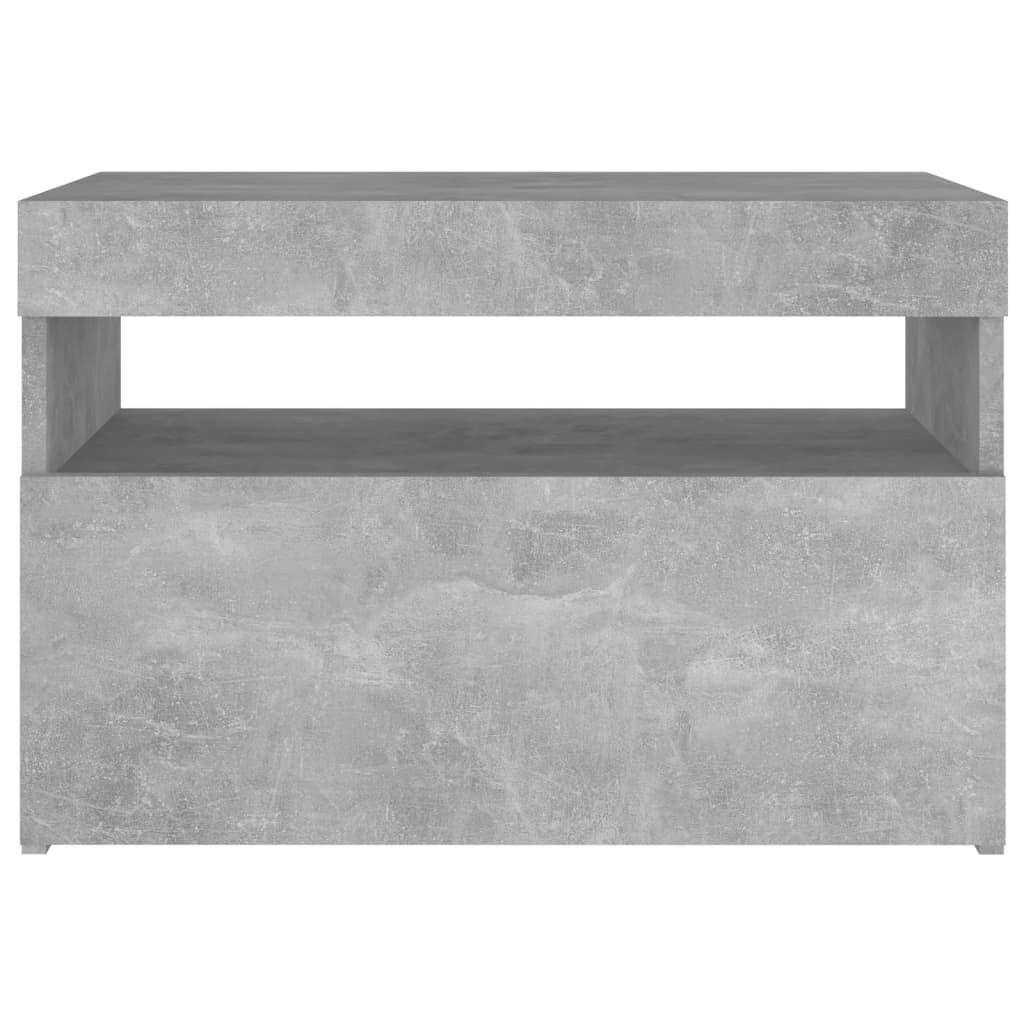 Mesa de cabeceira & luzes LED 60x35x40 cm deriv. madeira branco