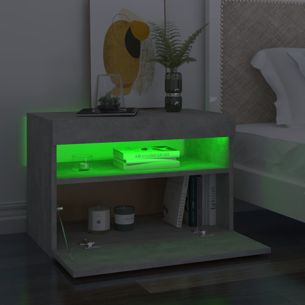 Mesa de cabeceira & LED 2 pcs 60x35x40 cm deriv. madeira branco