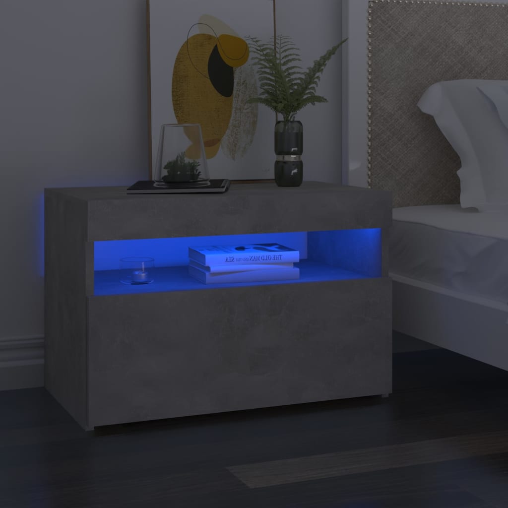 Mesa de cabeceira & LED 2 pcs 60x35x40 cm deriv. madeira branco