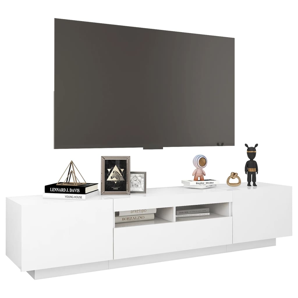 Móvel de TV com luzes LED 180x35x40 cm branco