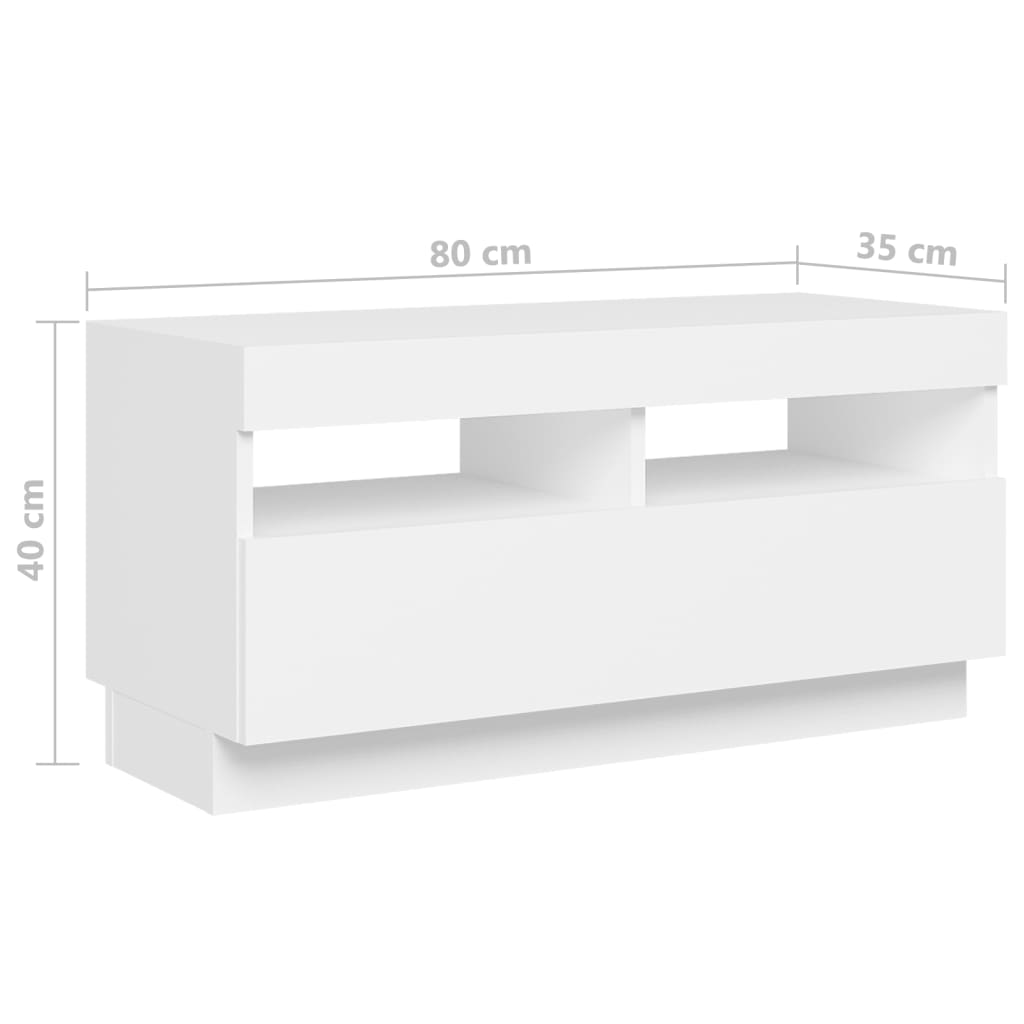 Móvel de TV com luzes LED 180x35x40 cm branco